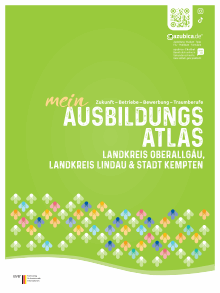 Titelbild der Informationsbroschüre "Ausbildungsatlas" - Stadt Landkreis Oberallgäu, Landkreis Lindau & Kempten Titelbild der Broschüre